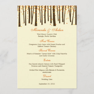 "Forest Trees Wedding Menu Card" - Orange - Menükarte