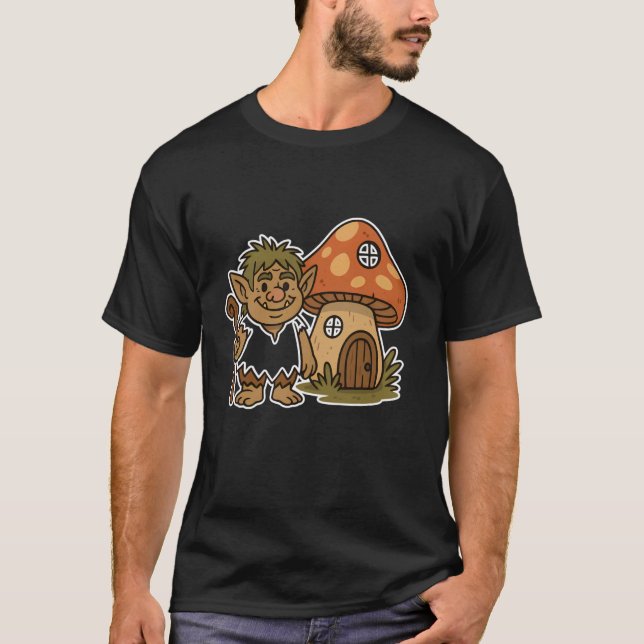 Forest Troll with Mushroom House T-Shirt (Vorderseite)