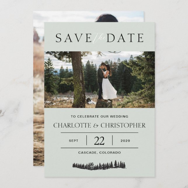 Forest Vibes Foto Save The Date (Vorne/Hinten)