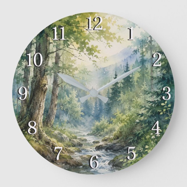 Forest Wall Clock — Nature-Inspired Design Große Wanduhr (Vorderseite)