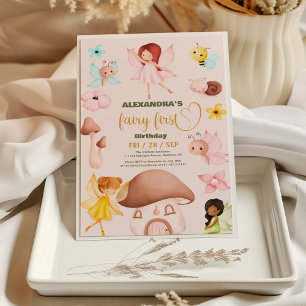 Forest Watercolor Greenery Fairy Erster Geburtstag Einladung