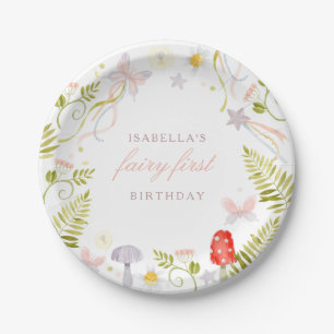 Forest Watercolor Greenery Fairy Erster Geburtstag Pappteller