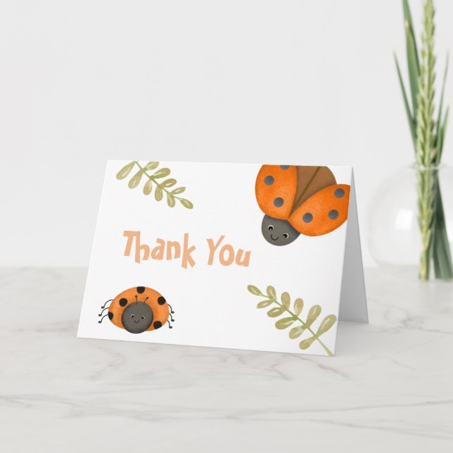 Forest Watercolor Kleine Ladybug Babydusche Dankeskarte (Vorderseite)