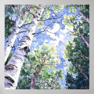 Forest Watercolor Malerei Art Print Poster