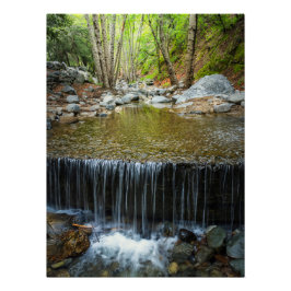 Forest Waterfall Cascade – Mountain Stream Print Poster