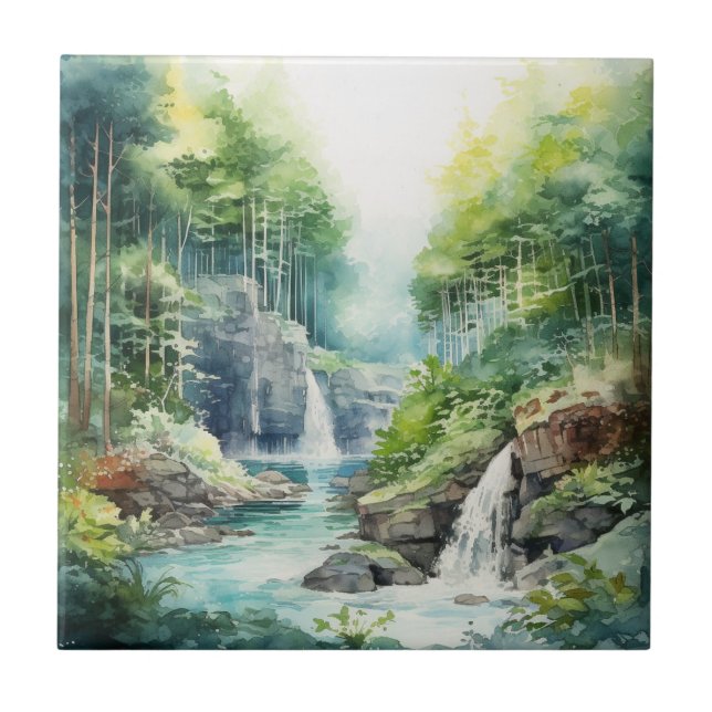 Forest Waterfall Fliese (Vorderseite)