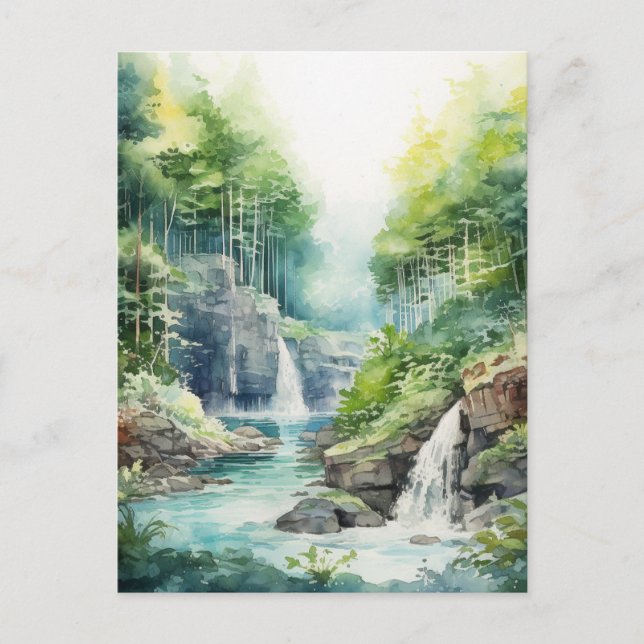 Forest Waterfall Postkarte (Vorderseite)