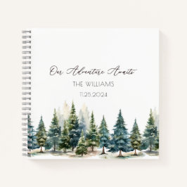 Forest Wedding Guest Green Book Pine Trees Notizbuch