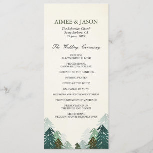 Forest Wedding Zeremonie Programm Pine Trees Winte