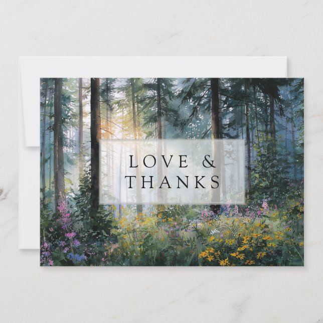 Forest Wildflowers Floral Rustic Wedding Photo Dankeskarte (Vorderseite)