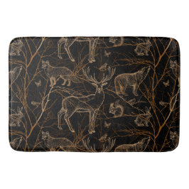 Forest Wildlife Animals Deer Bears Dark Nature Badematte