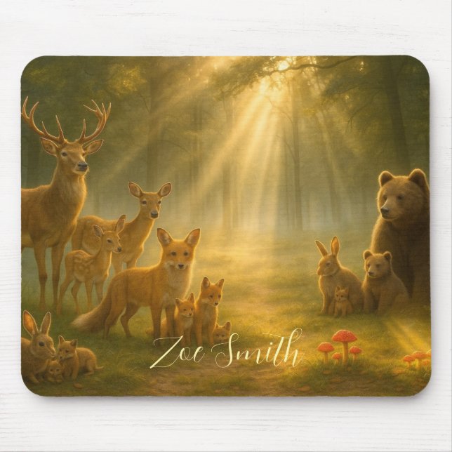 Forest wildlife animals - Personalized  Mousepad (Vorne)