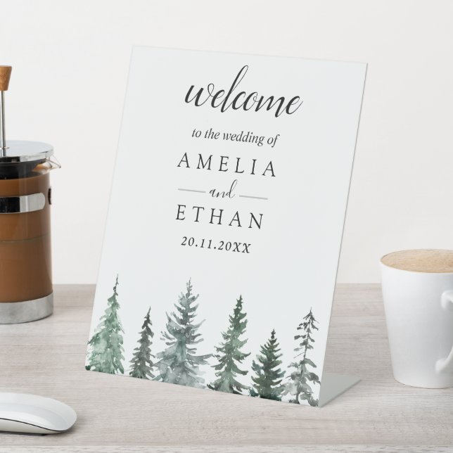 Forest Wintre Watercolor Wedding Sockelschild (In SItu)