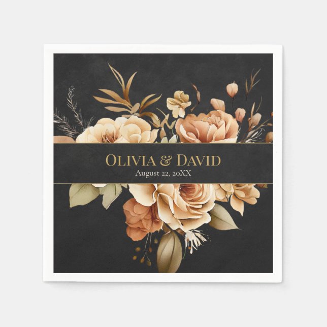 Forest Witch Black Floral Wedding Napkins Serviette (Vorderseite)