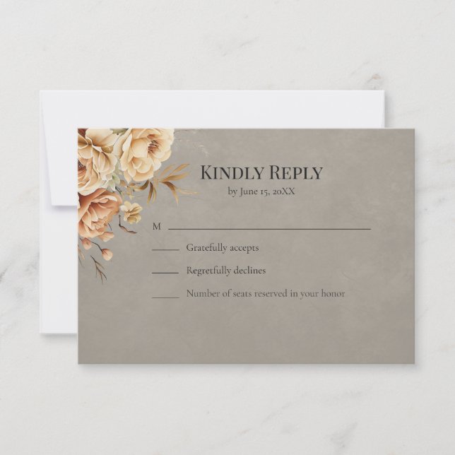 Forest Witch Black Floral Wedding RSVP Card Karte (Vorderseite)