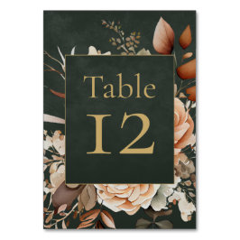 Forest Witch Green Floral Table Number Card Tischnummer