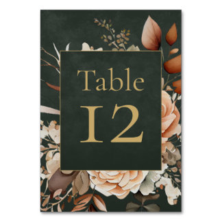 Forest Witch Green Floral Table Number Card Tischnummer