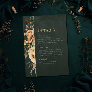 Forest Witch Green Floral Wedding Details Card Einladung