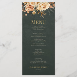 Forest Witch Green Floral Wedding Menu Card Menükarte