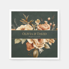 Forest Witch Green Floral Wedding Napkins Serviette