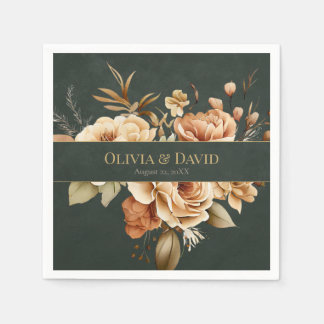 Forest Witch Green Floral Wedding Napkins Serviette