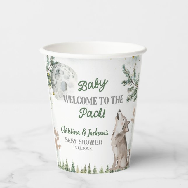 Forest Wolf Baby Duschpapiertaschen Pappbecher (Vorderseite)