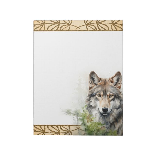 Forest Wolf Woodland Animals Nature Themed Notepad Notizblock (Rotiert)