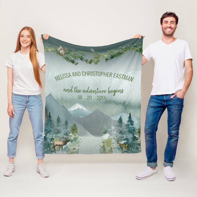 Forest Wonder Rustic Pine Wedding Fleece Blanket (Beispiel)