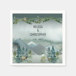 Forest Wonder Rustikale Personalisierte Hochzeit N Serviette