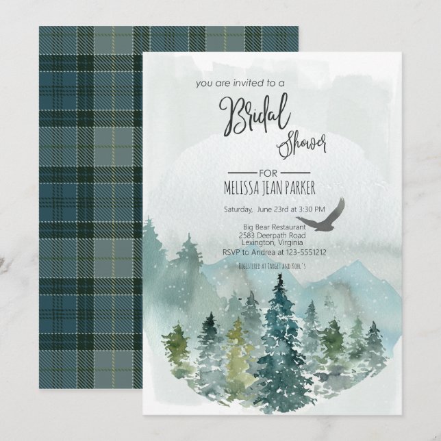 Forest Wonder Rustikale Pine Bridal Dusche Einladu Karte (Vorne/Hinten)