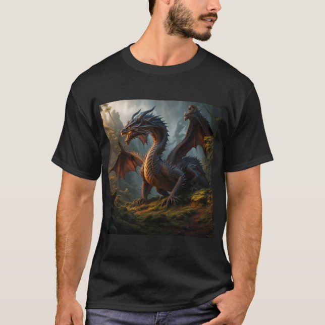 Forest Wood Dragon Art T-Shirt (Vorderseite)