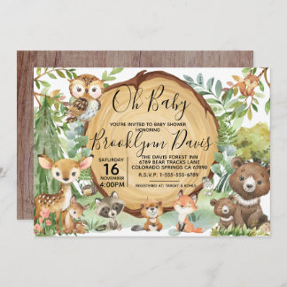 Forest Woodland Animal Baby Dusche Einladung