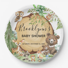 Forest Woodland Animal Baby Dusche Pappteller