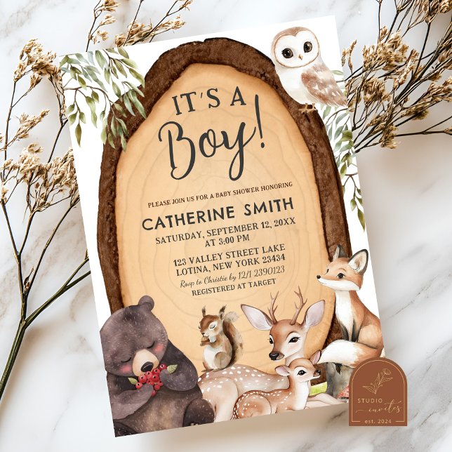 Forest Woodland Animal Wild One Baby Shower Invit Einladung (Von Creator hochgeladen)