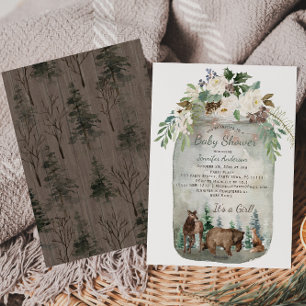 Forest Woodland Animals Mason Jar Baby Dusche Einladung