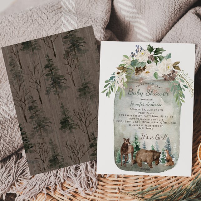 Forest Woodland Animals Mason Jar Baby Dusche Einladung (Von Creator hochgeladen)