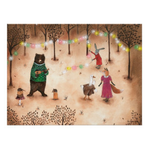 Forest Woodland Animals Party Illustration Kinderz Poster