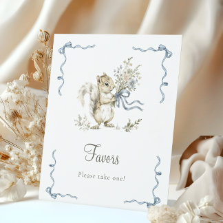 Forest Woodland Blue Bow Squirrel Diaper Raffle Sockelschild