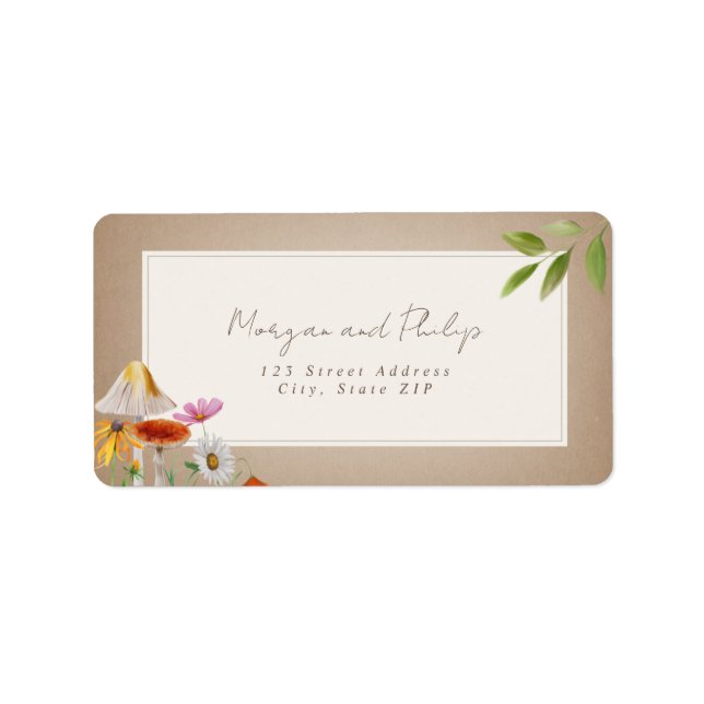Forest Woodland Pilz Cardstock Hochzeit Adressaufkleber (Vorne)