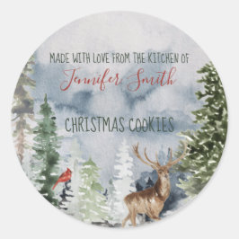 Forest Woodland Weihnachtsbäckerei Gebäck Keks Runder Aufkleber