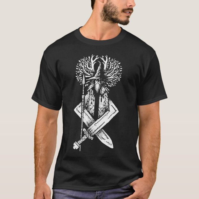 Forest Zauberer - Dunkler Fantasiekrieger T-Shirt (Vorderseite)