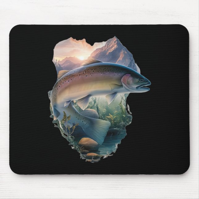 Foreut Fischen Berge Natur Fischer Mousepad (Vorne)