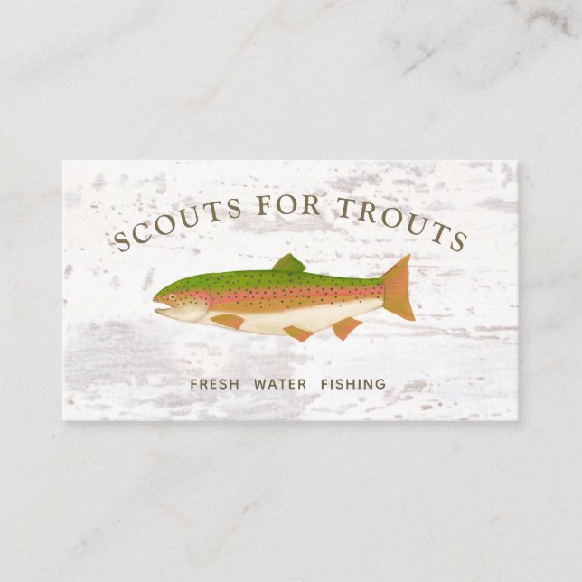 Foreut Fishing Charter Holz Business Card Visitenkarte (Vorderseite)