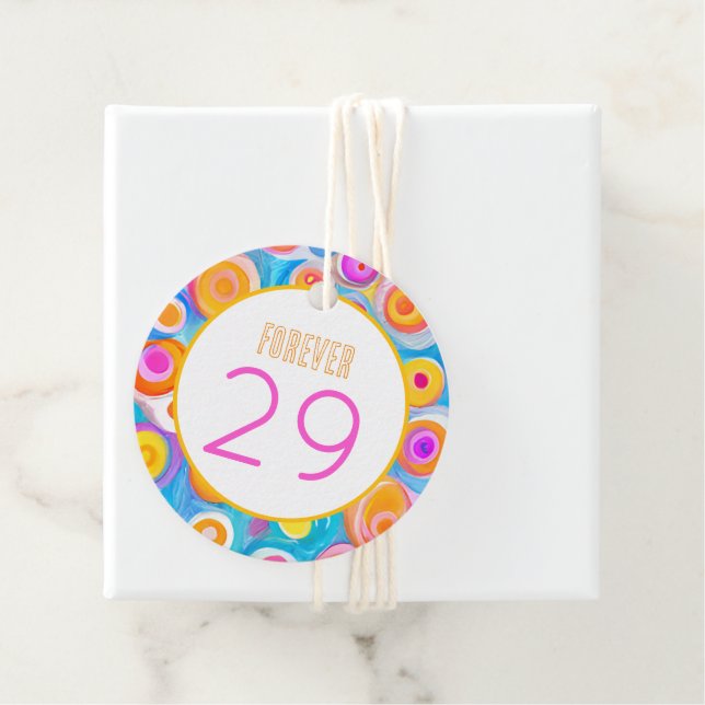 FOREVER 29 Geburtstag Abstrakte Kunst Spaß Geschenkanhänger (Beispiel)