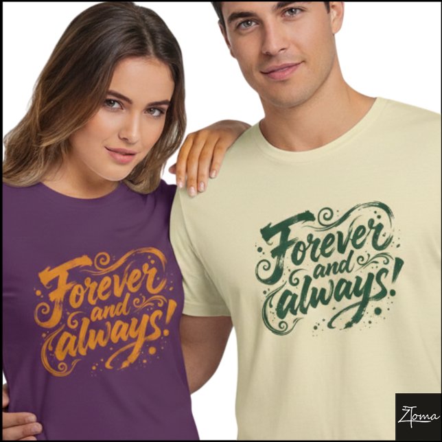 Forever Always Brush Script Quote Grunge T-Shirt (Sample design. Several style are available to choose from, with the option to add a name & color.
)