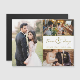 Forever & Always Gold Foto Hochzeit Vielen Dank Magnetkarte