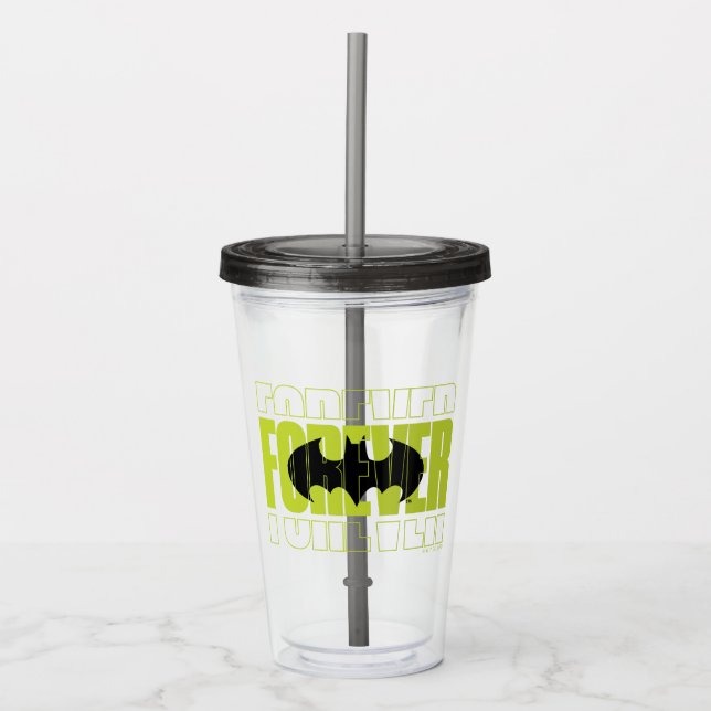 Forever Batman Typografy Symbol Graphic Acryltrinkbecher (Vorderseite)