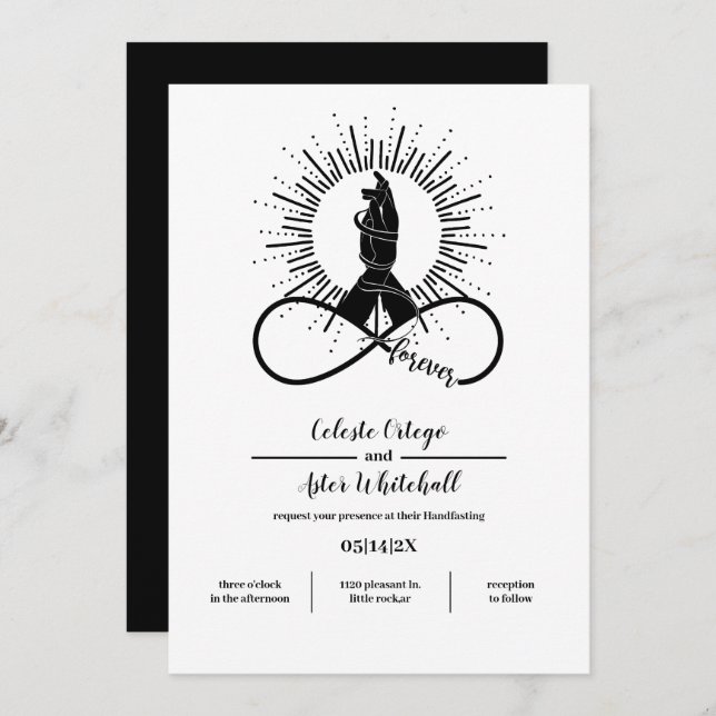 Forever Bound Hands Wiccan Gewerkschaft Handfast Einladung (Vorne/Hinten)