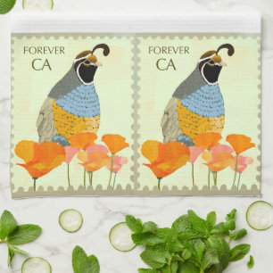 Forever California Poppy und Quail Kittuch Geschirrtuch