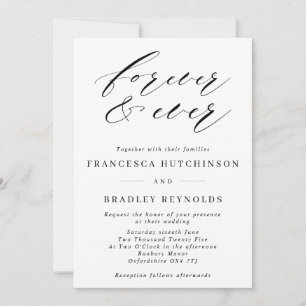 Forever Elegant Calligraphy Monochrome Wedding Inv Einladung